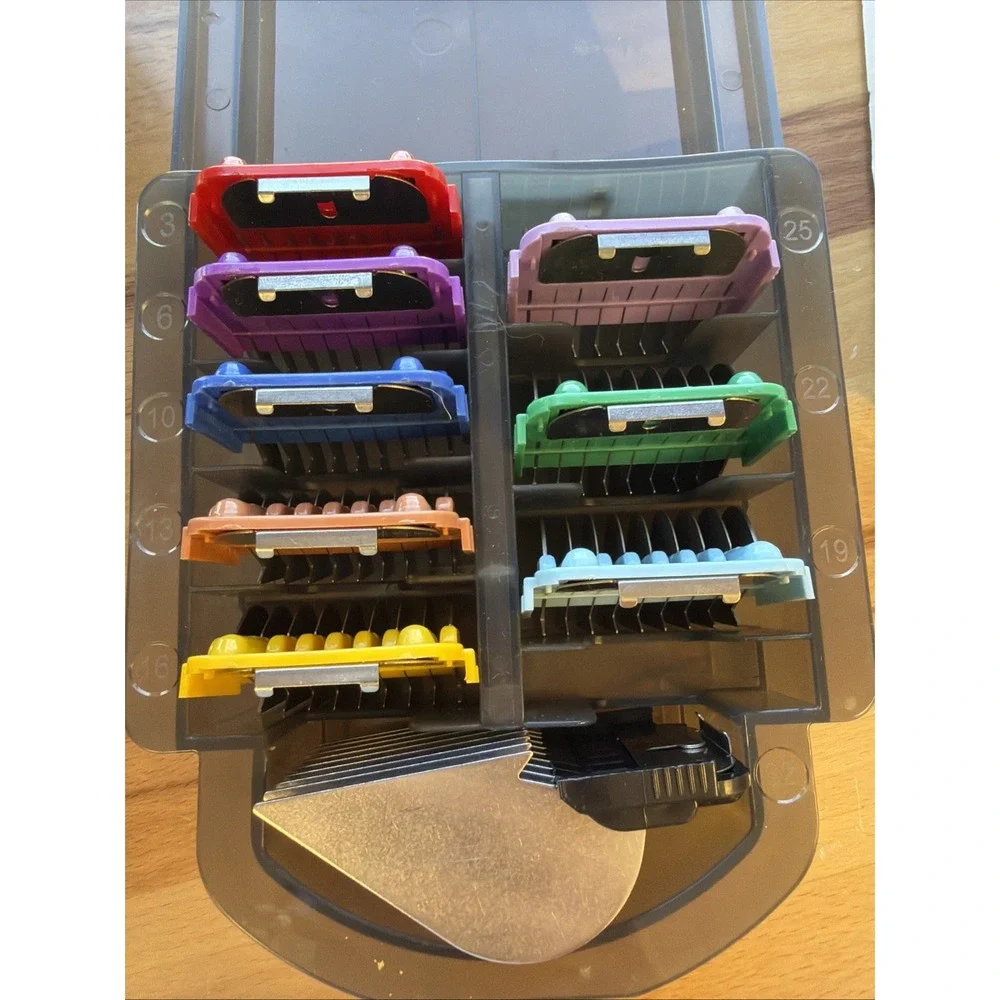 Pet Grooming Clipper Guide Comb Set For A5 Andis Oster Wahl 9 Pc Color w Case